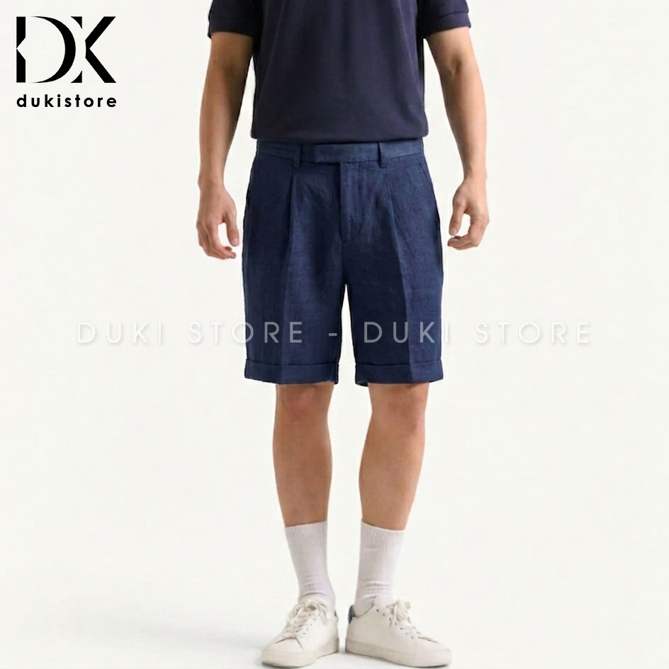 u xanh than cao cấQuần short tây nam linen màp QAN quan-short-tay-nam-linen-mau-xanh-than-dep-QAN0075